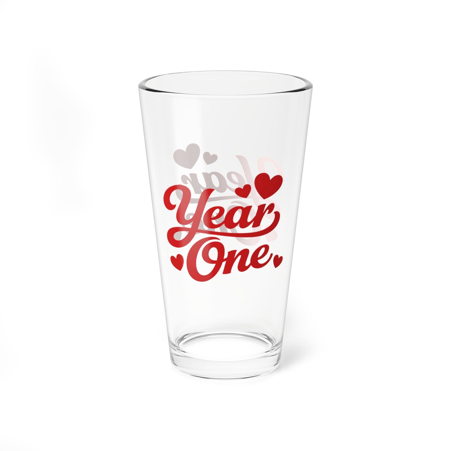 "Year One" Mixing Glass — 16oz Decorative Cocktail/Shaker Glass for 1st Anniversary