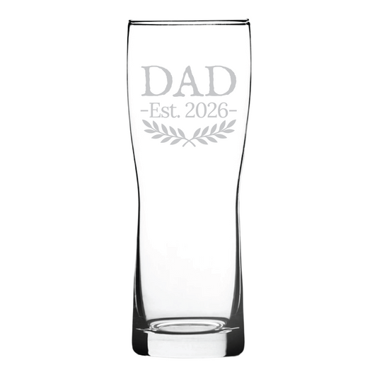 "Dad Est. 2026" 16oz Evolution Pilsner Glass