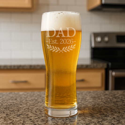 "Dad Est. 2026" 16oz Evolution Pilsner Glass