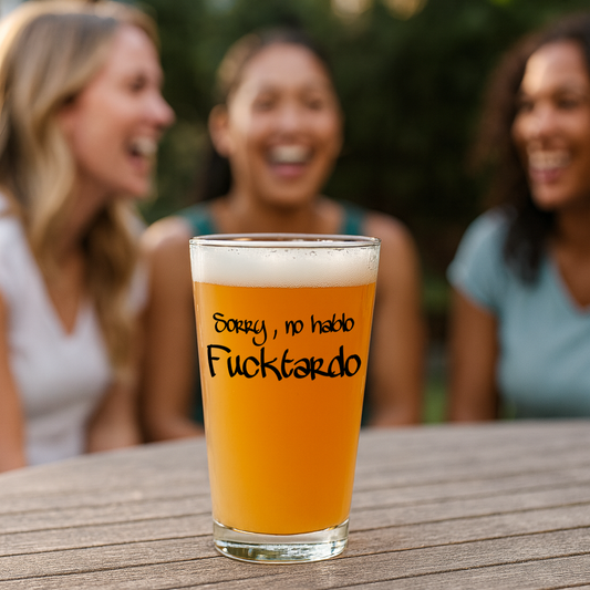"Sorry, No Hablo Fucktardo" 16oz Pint Glass