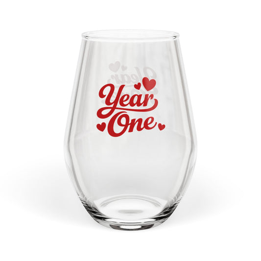 Year One Stemless Wine Glass — 1st Anniversary Stemless Glass (11.75oz)