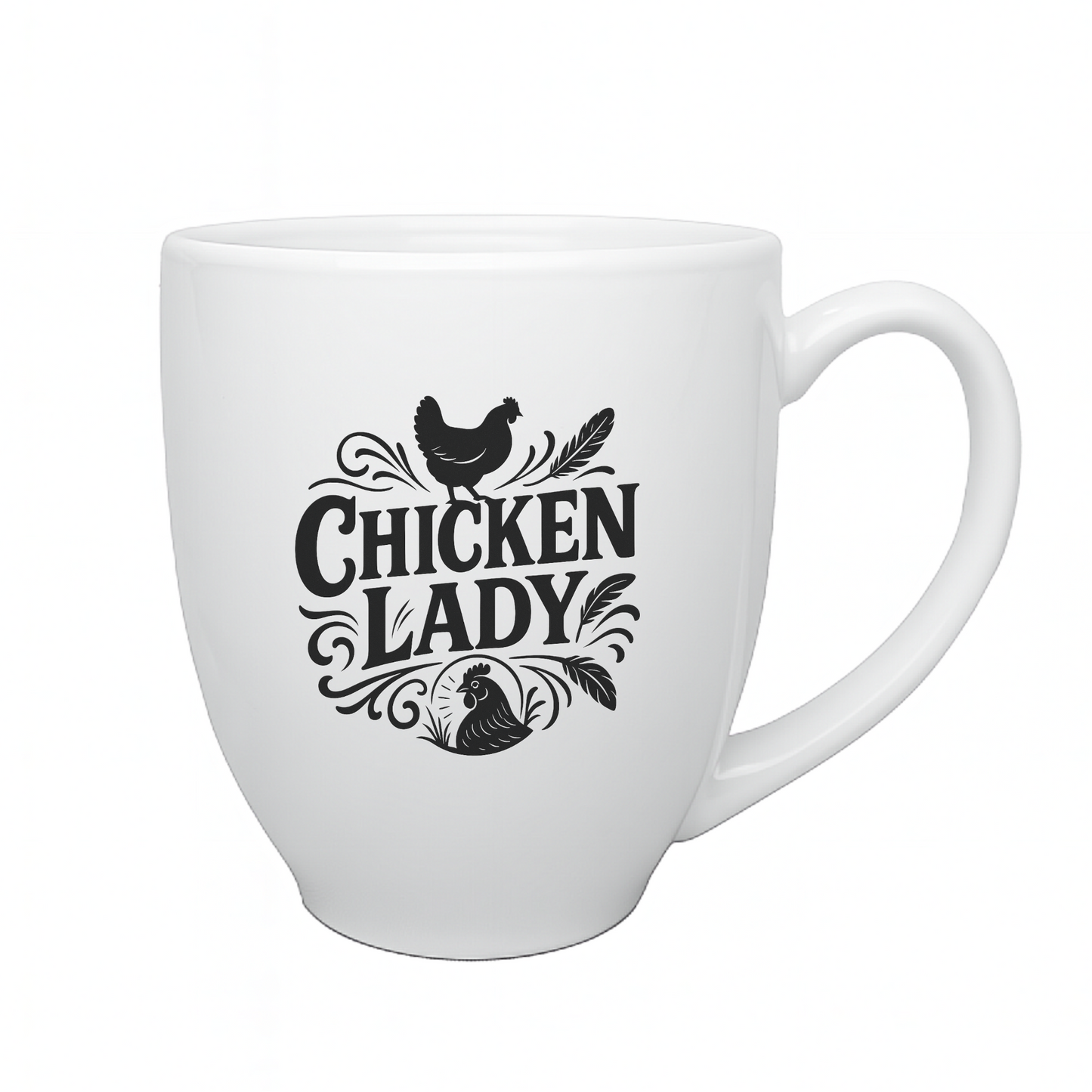 "Chicken Lady" 15oz Bistro Mug (Feather Variant)