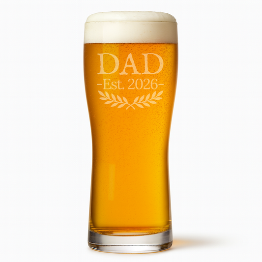 "Dad Est. 2026" 16oz Evolution Pilsner Glass