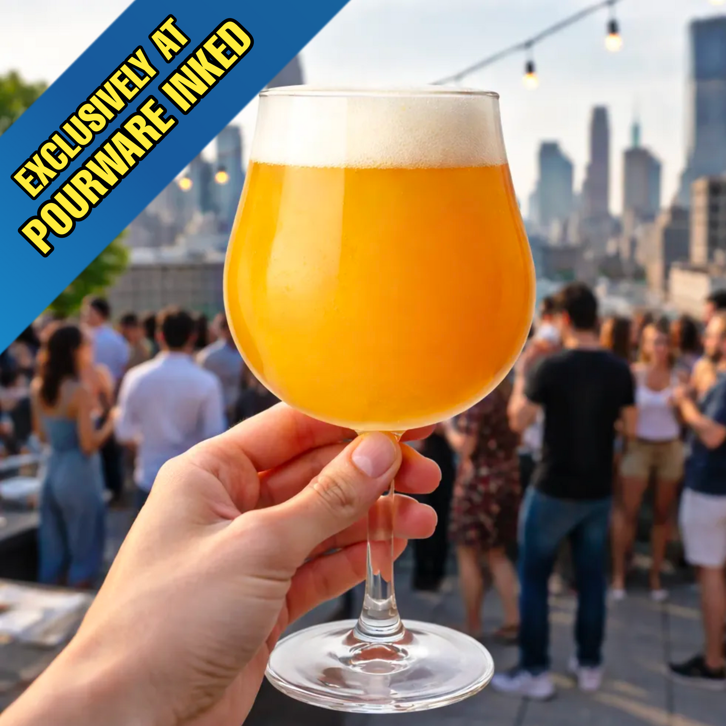 The Grand Charente 17 oz Stemmed Beer Glass - USA Made Non-Nucleated, No Imprint Cup - Beer Glasses for Craft Beer, IPA, Stout - Ideal Barware Gifts for Men and Man Cave