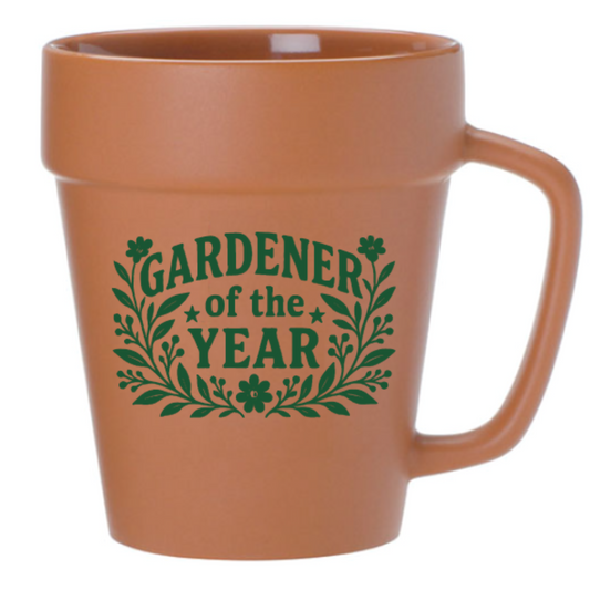 "Gardener of the Year" 14oz Terra Cotta Flower Pot Mug