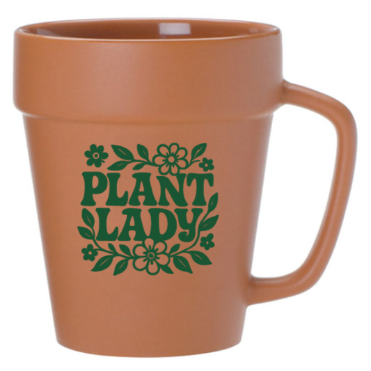 "Plant Lady" 14oz Terra Cotta Flower Pot Mug