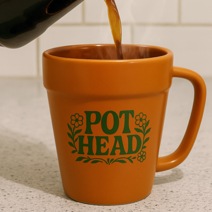 flower pot ceramic mug Pot Head" 14oz Terra Cotta Flower Pot Mug – Pourware Inked Custom Shop