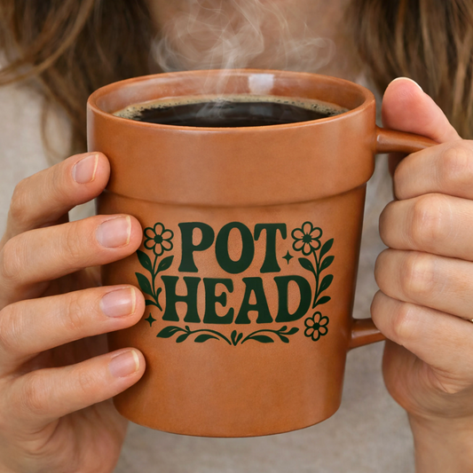 "Pot Head" 14oz Terra Cotta Flower Pot Mug