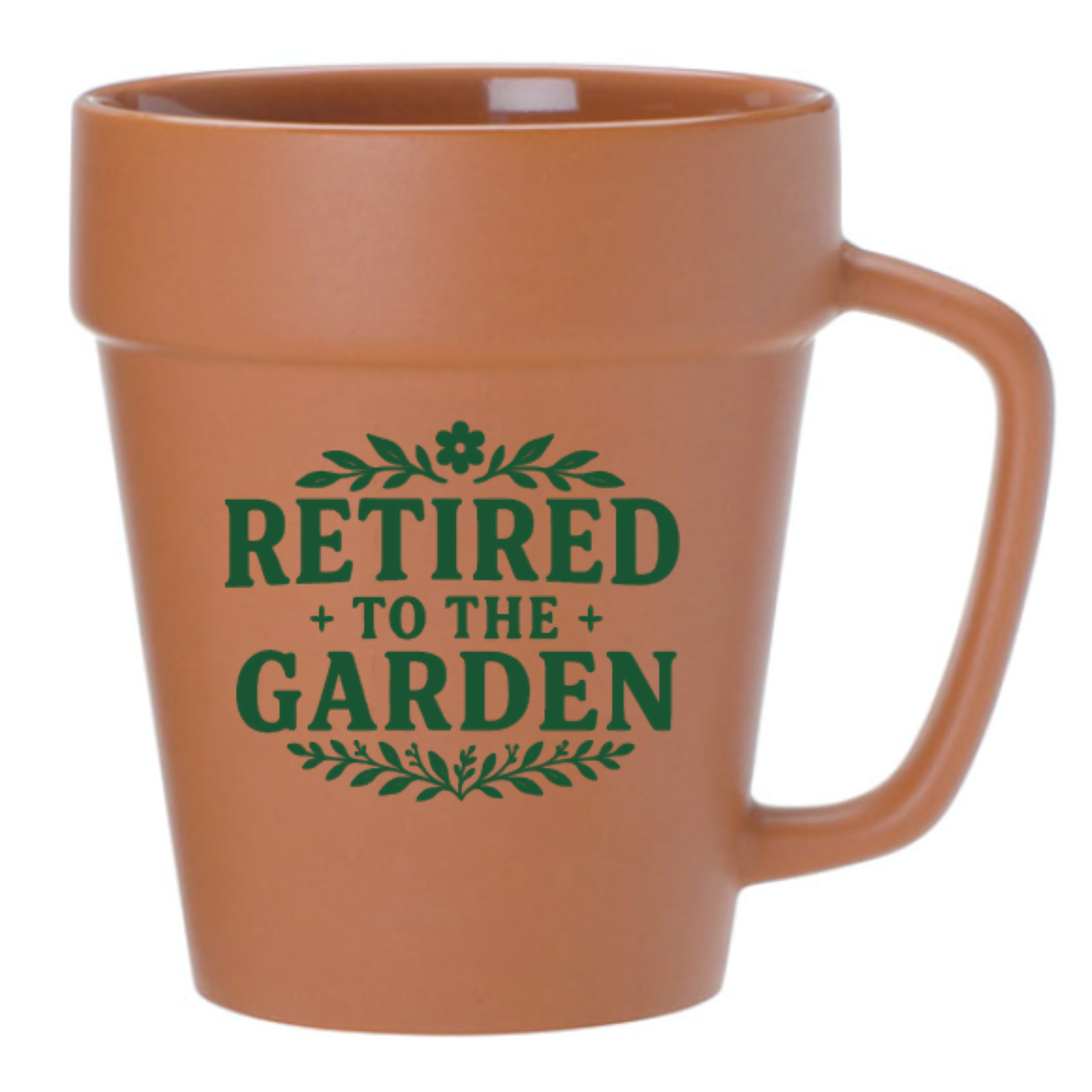 "Retired to the Garden" 14oz Terra Cotta Flower Pot Mug